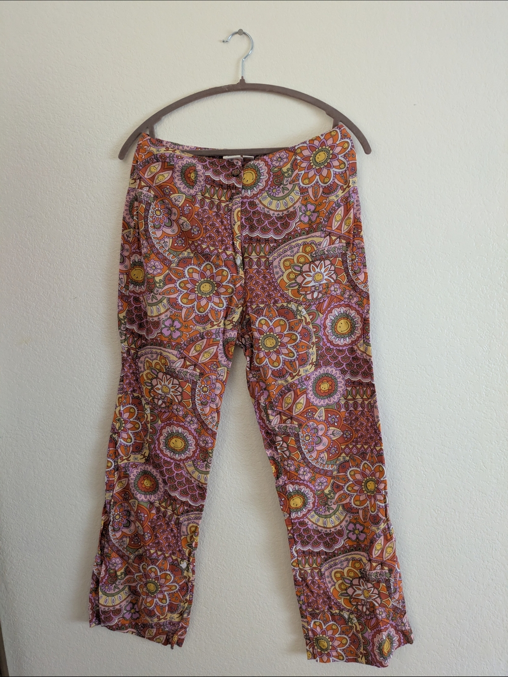 Billabong smiley Floral Paisley Linen Trousers - Pink, Orange & Yellow